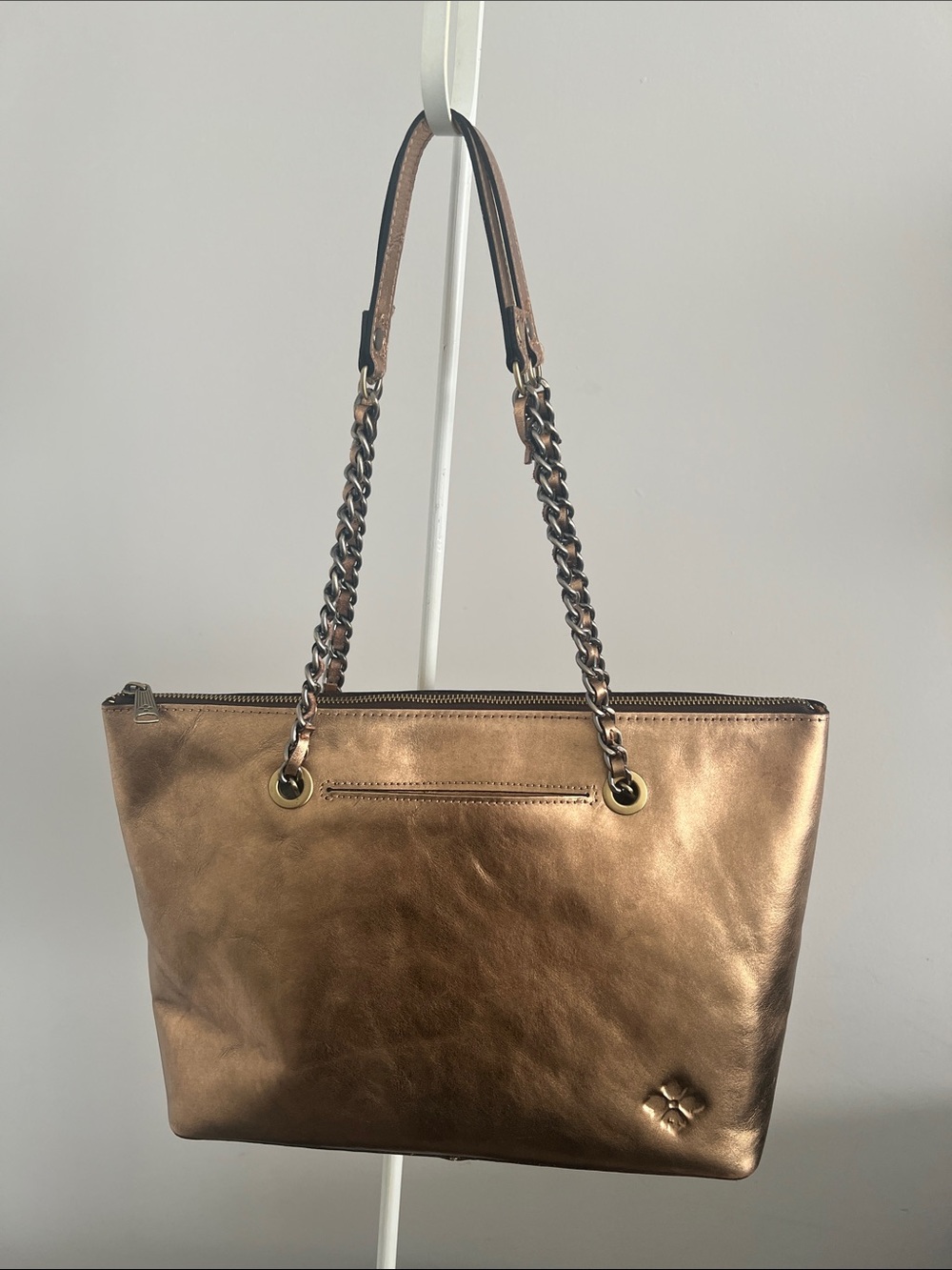 Patricia Nash Metallic Bronze Leather Shoulder Tote